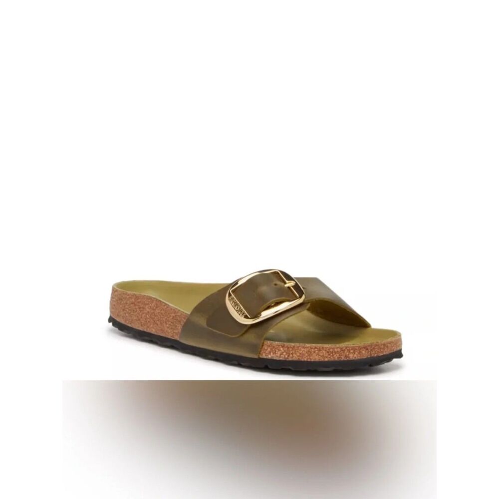 Birkenstock Madrid Big Buckle Natural Leather Oiled Sandals - Olive Green. Sz: 8 - Picture 2 of 9